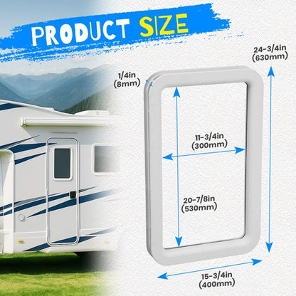 Solid Spare 15.7" x 24.8" White RV Entrance /Entry Door Window Frame For Camper Trailer