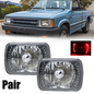 Pair For Mazda B2200 B2600 RX-7  5X7" 7X6" H4 LED Red Halo Headlights W/O Bulbs