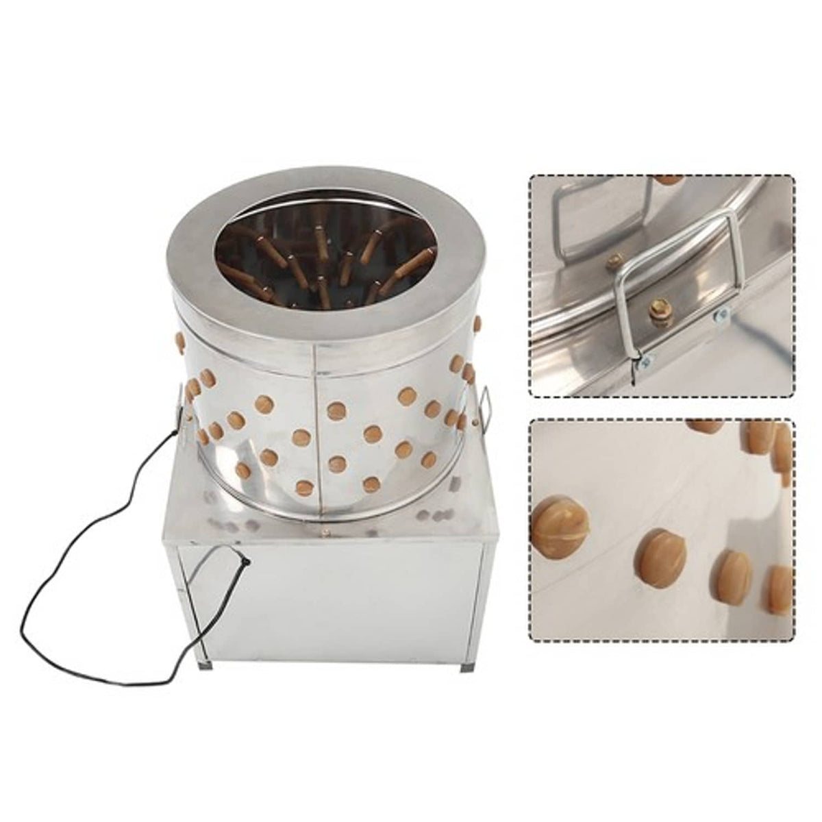 Solid Spare Chicken Plucker Machine 110V/60HZ Poultry De-Feather Stainless Steel Drum 1500W