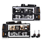 Solid Spare Fit For 88-98 Chevy GMC Sierra C/K Silverado Black LED Tube Headlights Headlamp