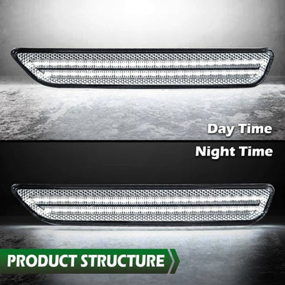 Solid Spare Fit For 10-14 Ford Mustang White LED Side Marker Lights Front Fender Lamps