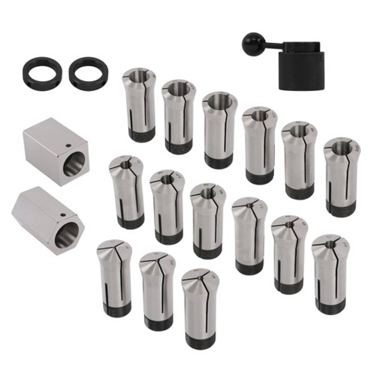 Solid Spare Precision 15 Piece 5C 1/8 - 1" Fractional Collet Set and 5 Pcs Collet Block Set