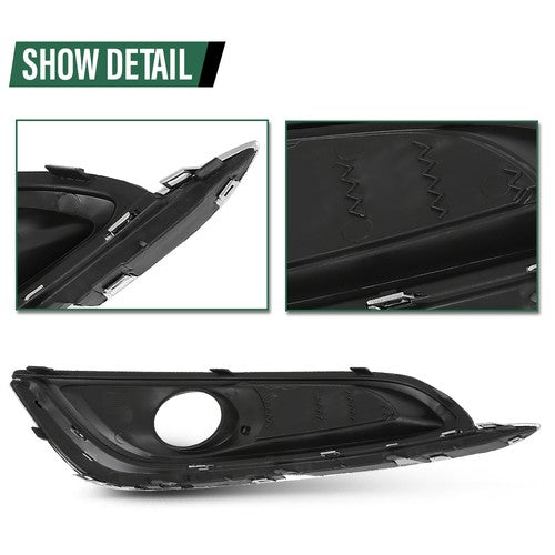 Solid Spare Fit For 2014-2017 Buick Regal Fog Light Bezel Lamp Cover w/ Chrome Trim Left