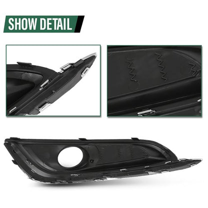 Solid Spare Fit For 2014-2017 Buick Regal Fog Light Bezel Lamp Cover w/ Chrome Trim Left