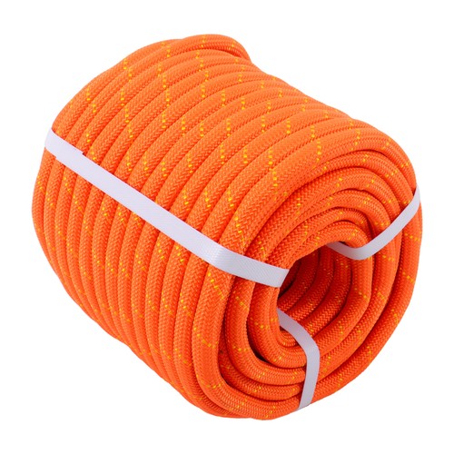 Solid Spare 1/2"×125' Double Braid Polyester Rope 8400Lbs Breaking Strength Bull Rope Orange