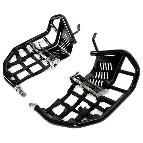 Solid Spare Nerf Bars For Kawasaki KFX 700 Pro Peg Heel Guards Steel Side Step Bar BLK Nets