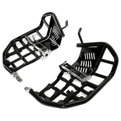 Solid Spare Nerf Bars For Kawasaki KFX 700 Pro Peg Heel Guards Steel Side Step Bar BLK Nets