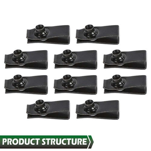 Solid Spare Fit For Ford Truck Body Bolts & U-Nut Clips- M6-1.0 x 25mm- 10mm Hex Black