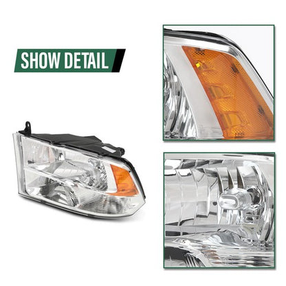 Solid Spare Headlight Assembly For 2009-2018 Dodge Ram 1500 2500 3500 Quad Cab Headlamp LH