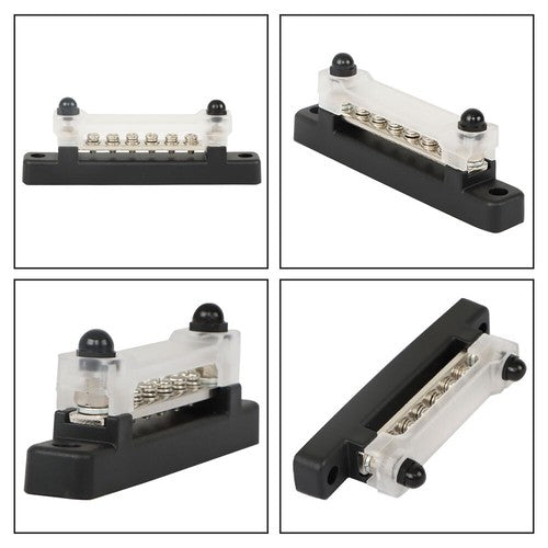 Solid Spare Red & Black Bus Bar Power Distribution Terminal Block 6 Way 48V 150A Busbar NEW