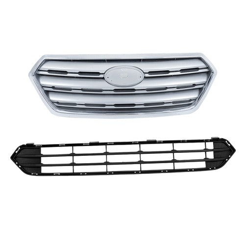 Solid Spare Fit For Subaru Outback 2015-2017 Plastic Front Upper & Lower Grilles 2 Pcs New