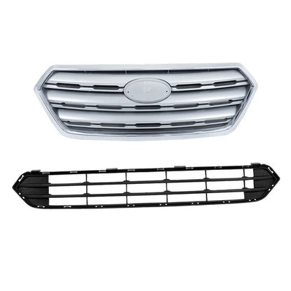 Solid Spare Fit For Subaru Outback 2015-2017 Plastic Front Upper & Lower Grilles 2 Pcs New