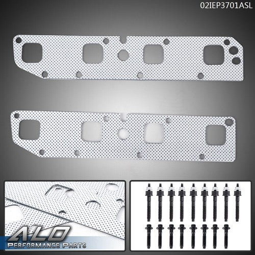 Solid Spare Exhaust Manifold Gasket L+R Bolt Stud Fit For 2003-2008 Ram 1500 2500 3500 5.7L