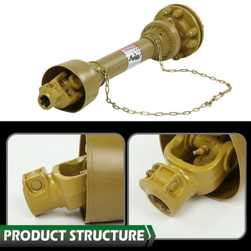 Solid Spare PTO Shaft PTO Drive Shaft 1-3/8"x6 Spline w/Slip Clutch T4 31.5-41" Yellow