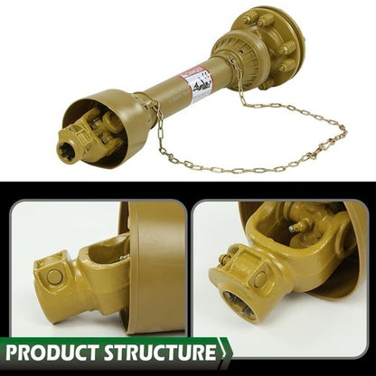 Solid Spare PTO Shaft PTO Drive Shaft 1-3/8"x6 Spline w/Slip Clutch T4 31.5-41" Yellow
