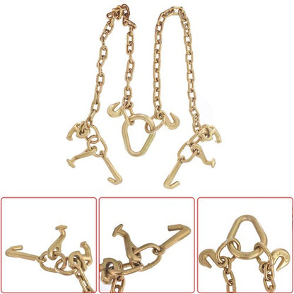 Solid Spare Chain V Bridle w/ RJT Hook Tow Truck Winch Cable Pull Wrecker Recovery Grab
