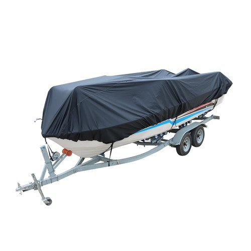 Solid Spare 11-13ft Waterproof Heavy Duty Boat Cover V-Hull Runabouts 420D Black