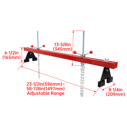 Solid Spare Engine Support Bar 1100lb Motor Transverse Bar Lift Holder Dual Hook Cross Hoist