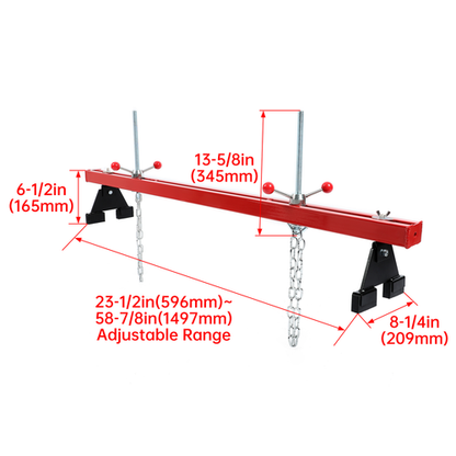 Solid Spare Engine Support Bar 1100lb Motor Transverse Bar Lift Holder Dual Hook Cross Hoist
