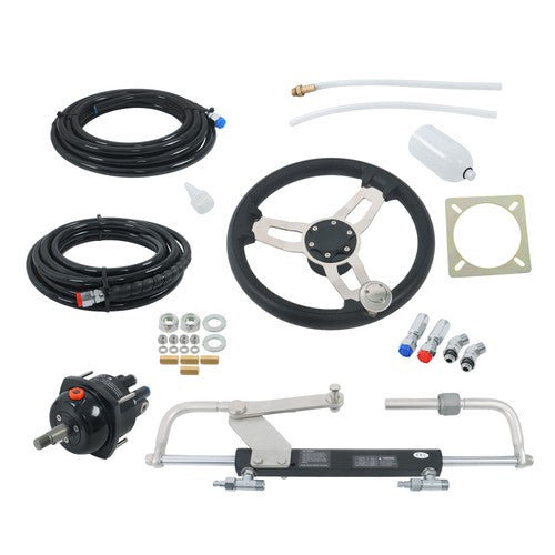 Solid Spare 90HP Hydraulic Outboard Steering Kit 20ft Boat Marine System For Single Station