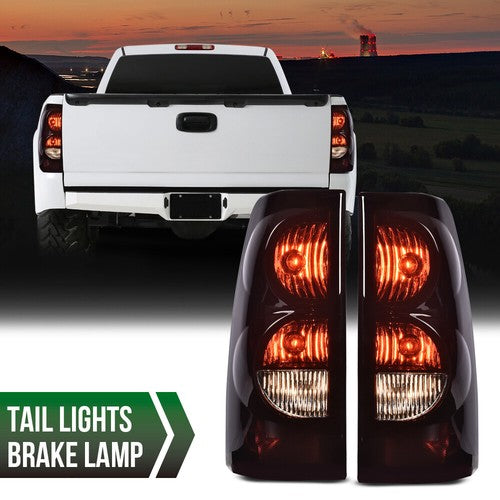 Solid Spare Fit For 2003-06 Chevy Silverado Pickup Left+Right Tail Lights Brake Lamps Smoke