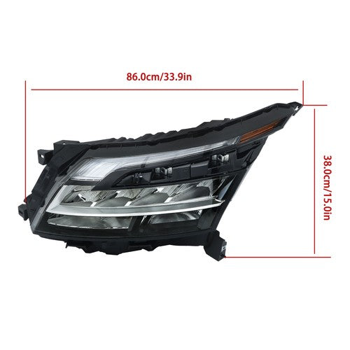 Solid Spare Headlight Turn Signal For Nissan Pathfinder 22-23 Chrome Housing LH LED+Halogen