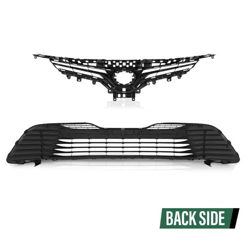 Solid Spare Front Upper & Lower Bumper Grille Grill Fit For 2018-2020 Toyota Camry LE XLE
