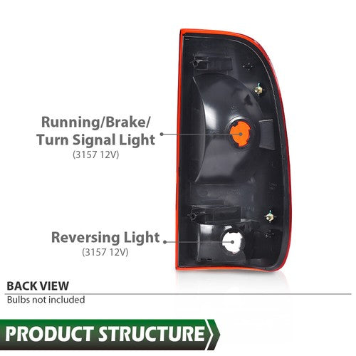 Solid Spare Fit For 97-03 Ford F150/99-07 F250 F350 Super Duty Tail Lights Brake Lamps LH RH