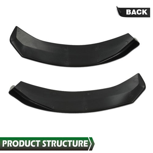 Solid Spare Universal Front Bumper Lip Spoiler Splitter Diffuser Winglet Type 2Pcs Black