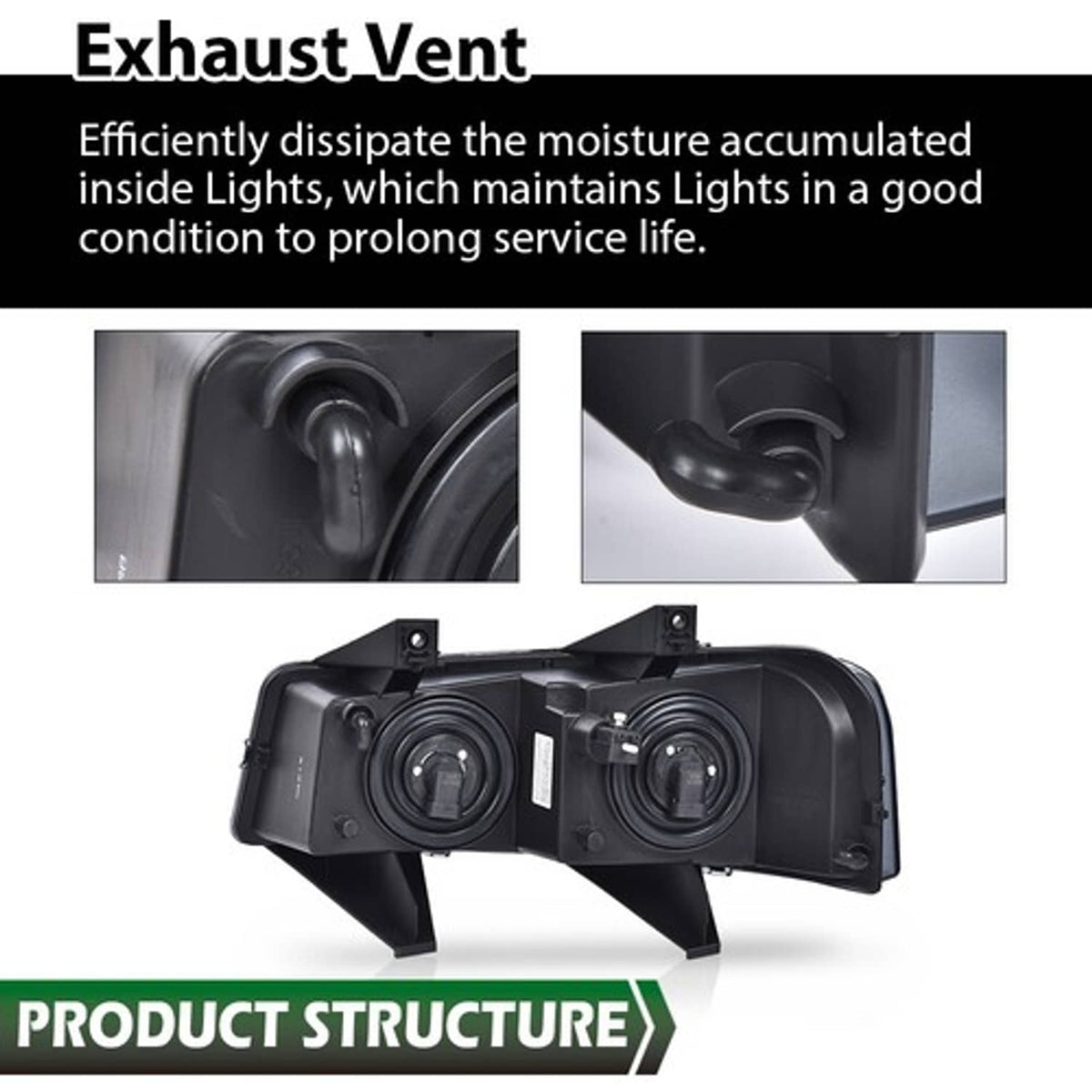 Solid Spare Fit For 2003-2023 Chevrolet Express GMC Savana Van Headlights Smoke Left+Right