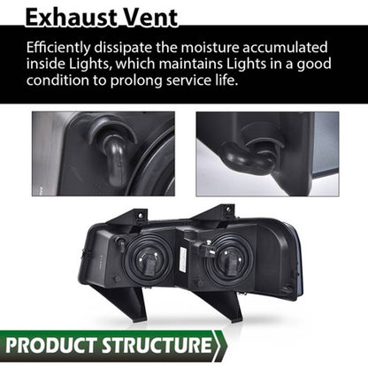 Solid Spare Fit For 2003-2023 Chevrolet Express GMC Savana Van Headlights Smoke Left+Right