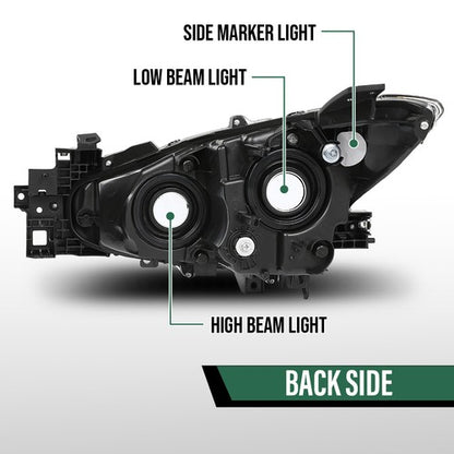 Solid Spare Halogen Projector Headlight Passenger Right RH Fit For 14-16 Mazda 3 Sport