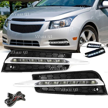 For 2009-2014 Chevy Cruze LED DRL Fog Light Lamp Daytime Running Light w/Harness