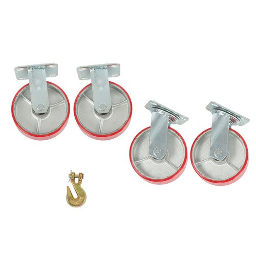 Solid Spare 4 Pack Swivel Caster Wheels 6" × 2" Polyurethane 4800Lbs (2 Swivel & 2 Rigid)