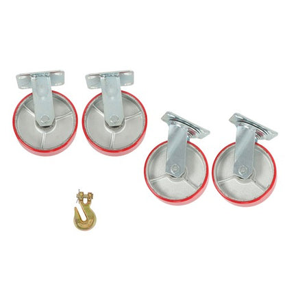 Solid Spare 4 Pack Swivel Caster Wheels 6" × 2" Polyurethane 4800Lbs (2 Swivel & 2 Rigid)