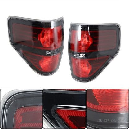 Solid Spare For 2009-2014 Ford F-150 Series Red Driver & Passenger Rear Brake Tail Lights