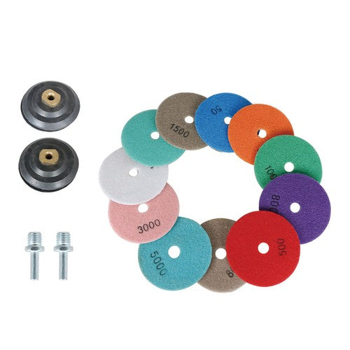 Solid Spare 14 Pack 4 Inch Diamond Polishing Pads Kit with 2PCS 5/8-11 Backer Pad