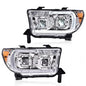 Solid Spare Fit For 07-13 Tundra 08-17 Sequoia Chrome/Amber LED Tube Projector Headlights