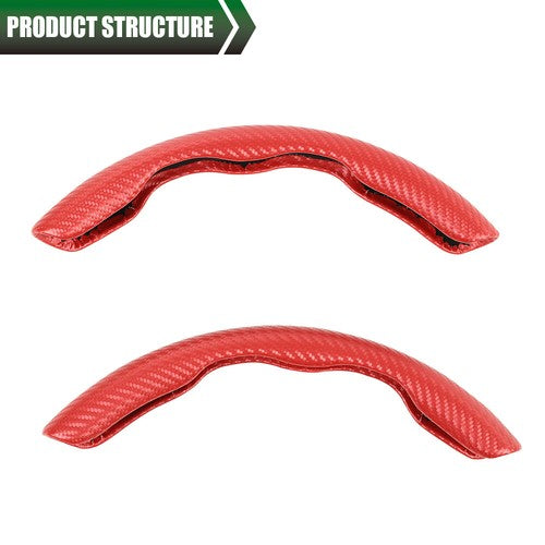 Solid Spare 2x Carbon Fiber Look Car Steering Wheel Booster Cover Non-Slip Accessories Red