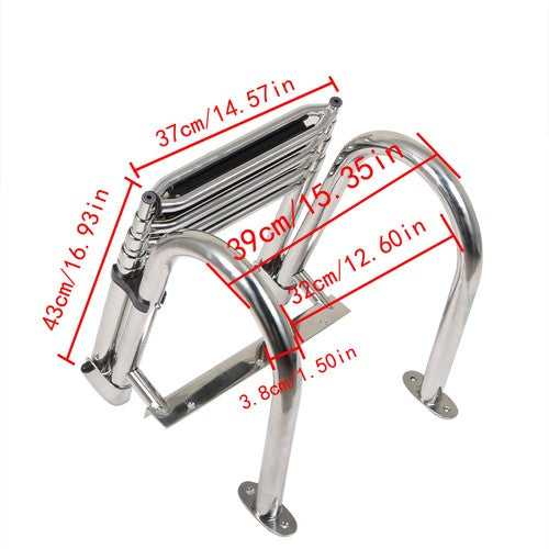 Solid Spare Telescoping Boat Ladder Foldable Premium Stainless Steel 4 Step Stainless Steel