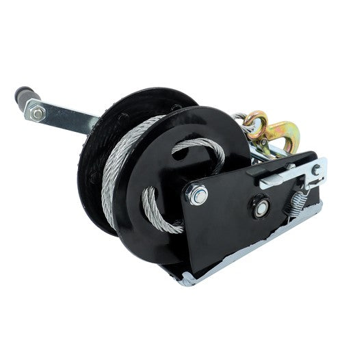 Solid Spare 3500lbs 33ft Winch Steel+Polyester Black 4:1/8:1 26mm Hook Bidirectional Ratchet