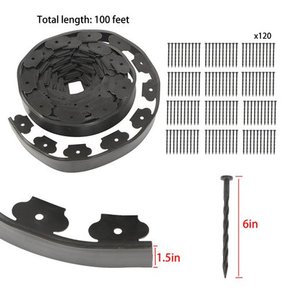 Solid Spare L-shaped Landscape Edging Border Kit 100'No-Dig Garden 1.5" Edge Lawn Border New