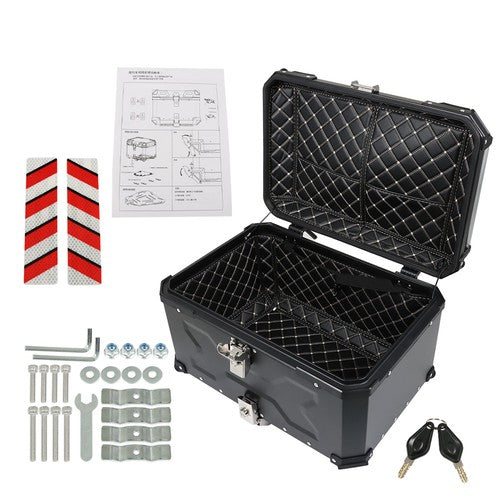 Solid Spare Aluminum Trunk 65L Motorcycle Top Case Waterproof Luggage Storage Tour Tail Box