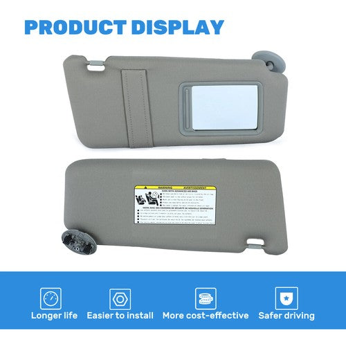 Solid Spare For Toyota Camry 2007-2011 Gray Car Sun Visor Pair Left & Right Side W/ Sunroof