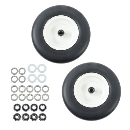 Solid Spare 13in x6.5-6 Solid Lawn Mower Tires & Wheel Smooth Flat White Rims 2 PCS