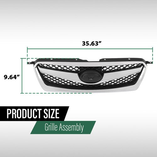 Solid Spare Fit For 2010-2012 Subaru Legacy Front Bumper Upper Grille Grill Black Chrome