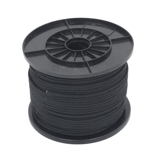 Solid Spare 3/16 inch Black Polypro Rope 500 Feet Hollow Braid Tensile Strength 750 Pounds