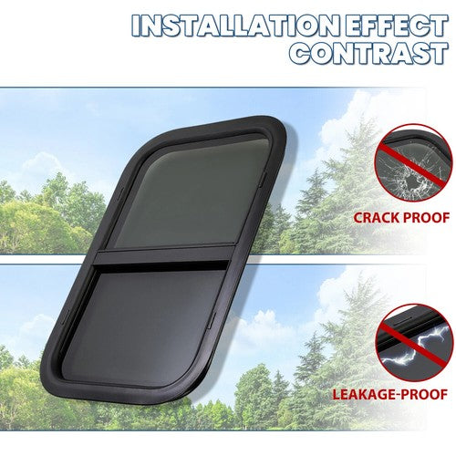 Solid Spare 24" x 15" For Camper Cargo Trailer Slider RV Window W/ Trim Ring Screen Black