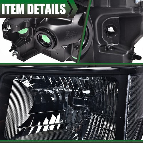 Solid Spare Fit For 09-14 Ford F150 Pickup Rear Tail Lights Brake Lamp+Smoke Lens Headlights