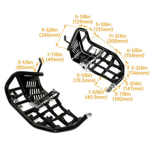 Solid Spare Nerf Bars For Kawasaki KFX 700 Pro Peg Heel Guards Steel Side Step Bar BLK Nets